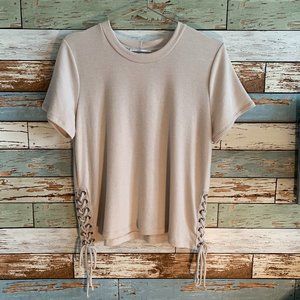 LUSH Cream Side Tie Tee/Top Sz S